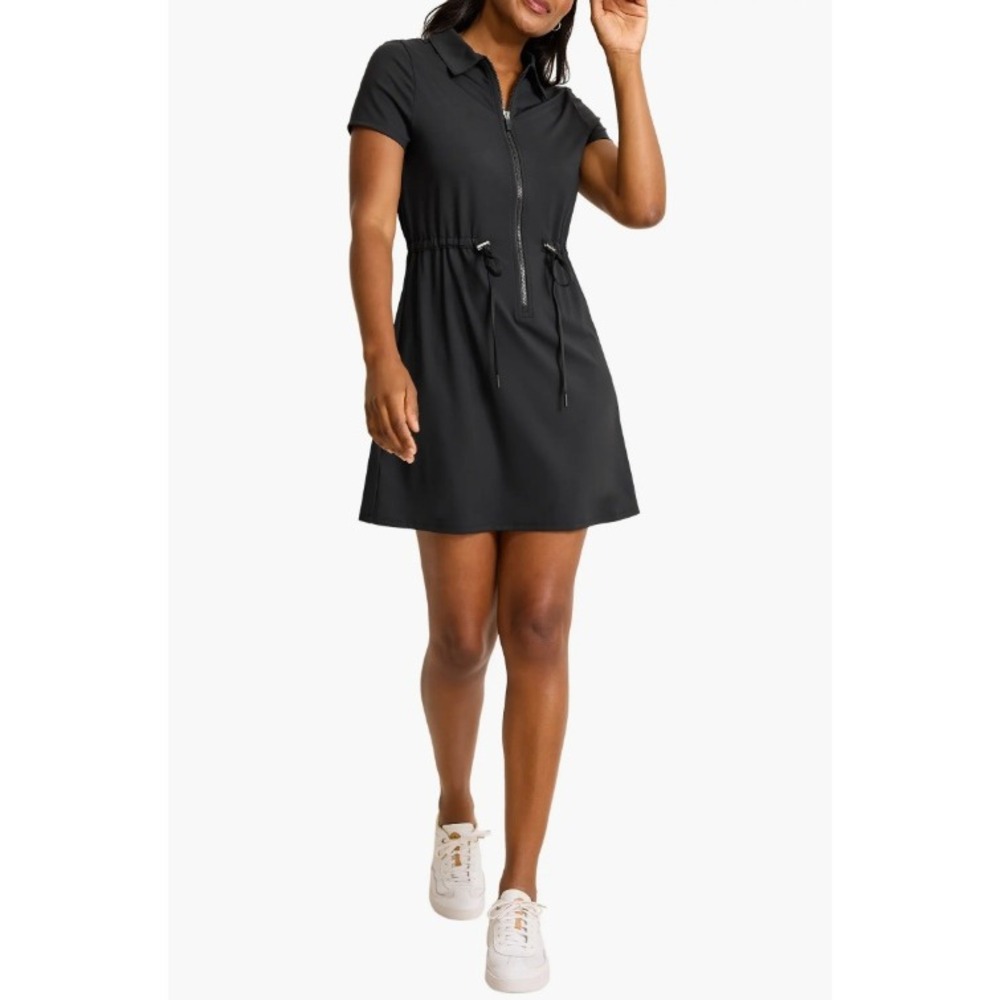 Tommy Bahama Abby Mini Dress Womens M Black Resort Golf Sporty Athleisure Cruise